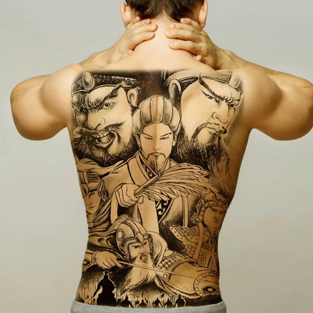 I 品番N TATOOシール タトゥーシール 和柄 和彫り入れ墨シール 背中用入れ墨シール 簡単で長持ち イベントや動画撮影に リアルな刺青シール