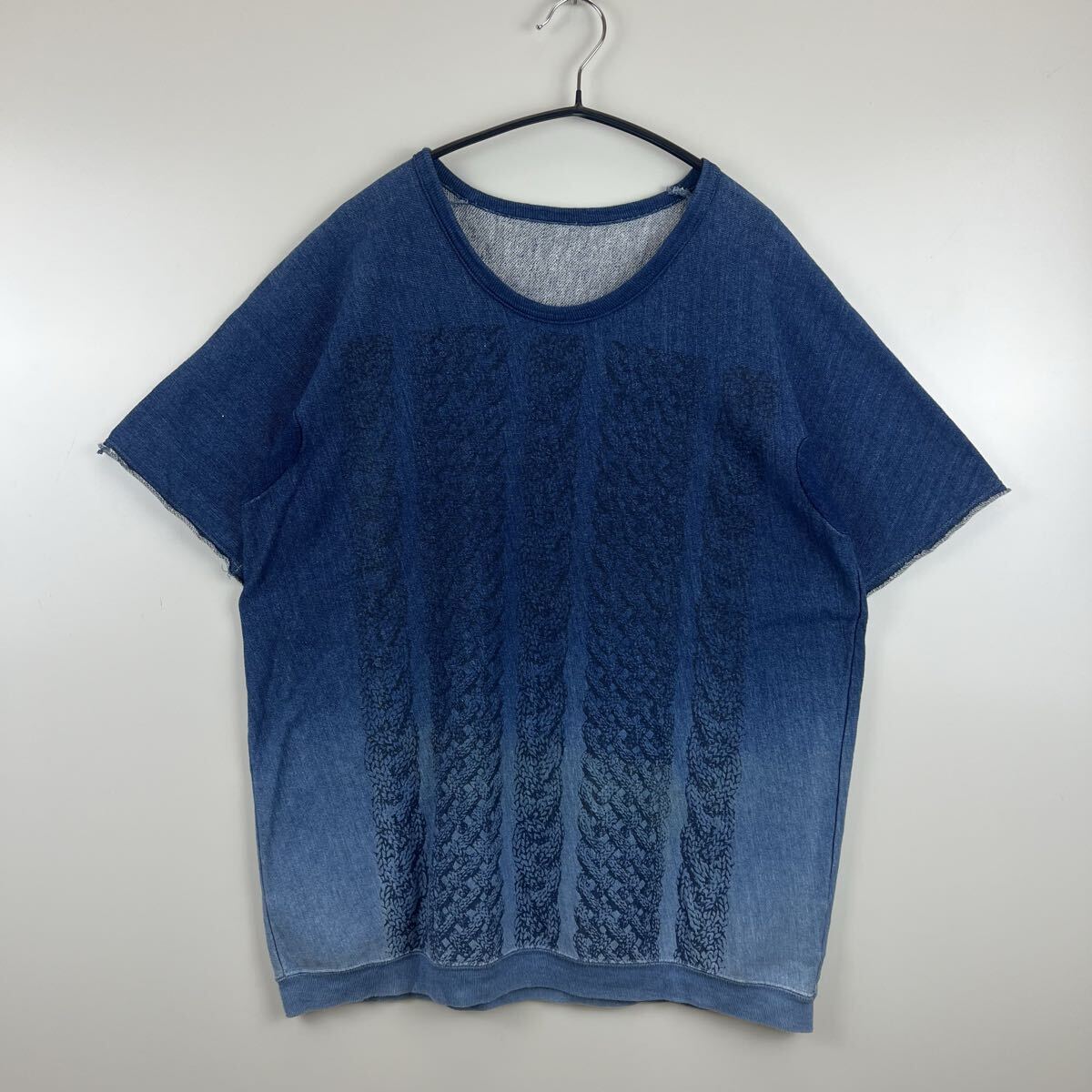 BRU NA BOINNE rope print indigo S/S sweat 8135-M ブルーナボイン 半袖 プルオーバー スウェット ロープ柄 インディゴ 藍染 アメカジ