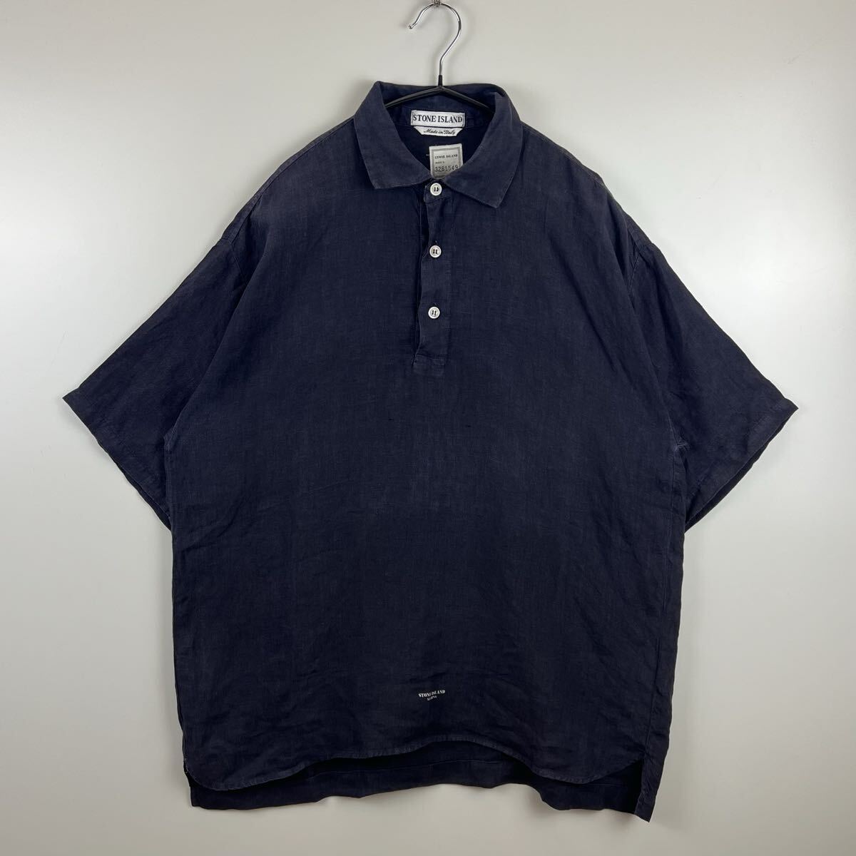 STONE ISLAND MARINA Massimo 90s archive center logo LINEN shirts ストーンアイランド 麻 半袖シャツ アーカイブ 本人 マッシモオスティ