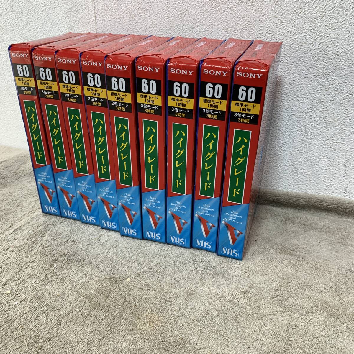 未使用品　9本セット SONY ソニー　ビデオテープ　録画用　VHS　カセットテープ　T-60VHGK　60分　HGV　セット売り　XZ3923