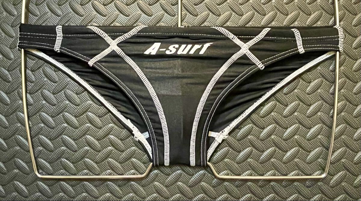 SURFBLADE 競パン Sサイズ ブラック系 黒色 シンプル 透けやすい 薄生地 光沢生地 クッキリ 日焼け 天サロ 日サロ 露出 SURF BLADE A-SURF 