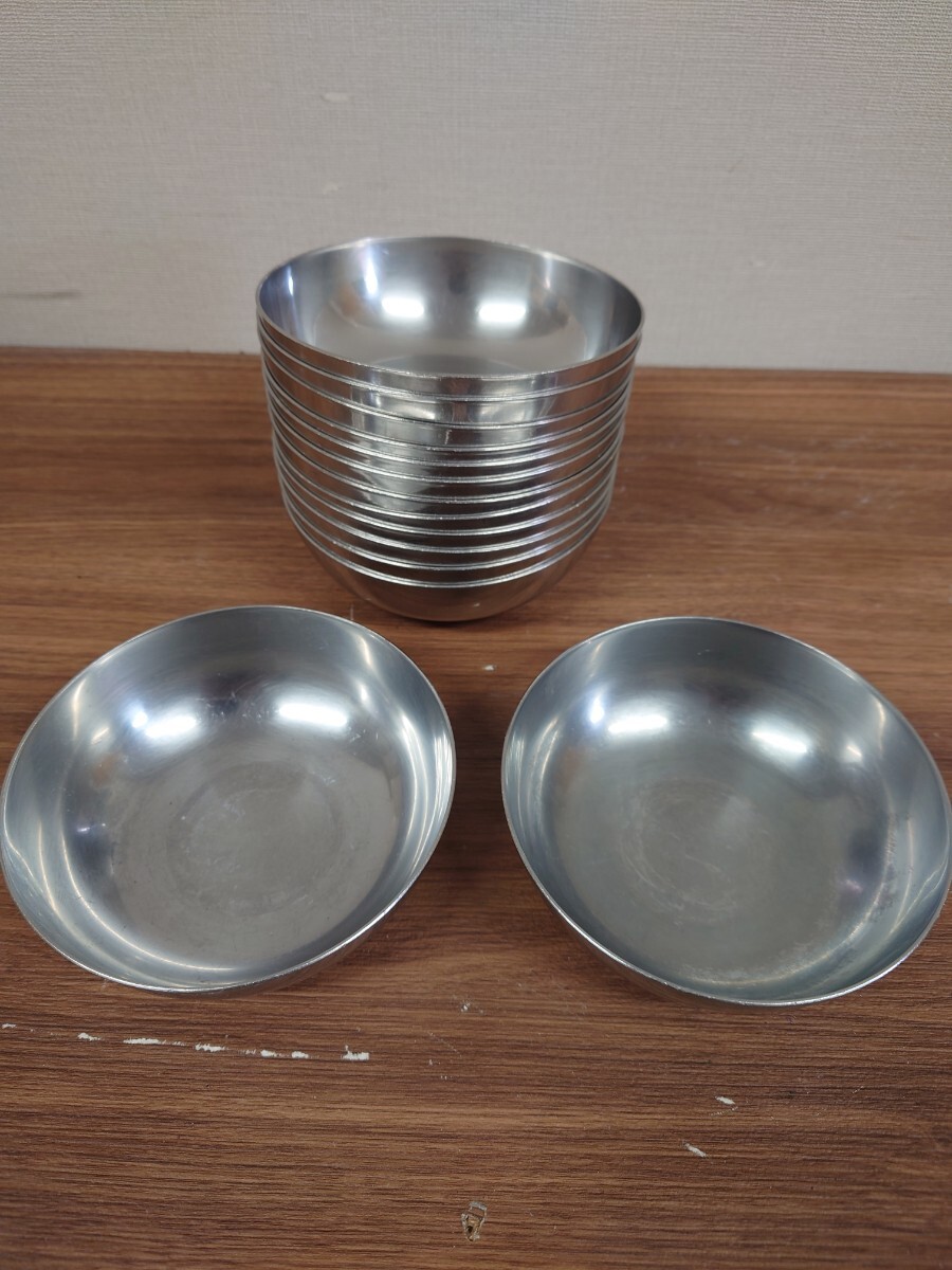 【安っ】ステンレス皿 14点セット 約13.5cm スープ皿 冷麺用韓国食器 調理器具 厨房用品 器 皿 za37