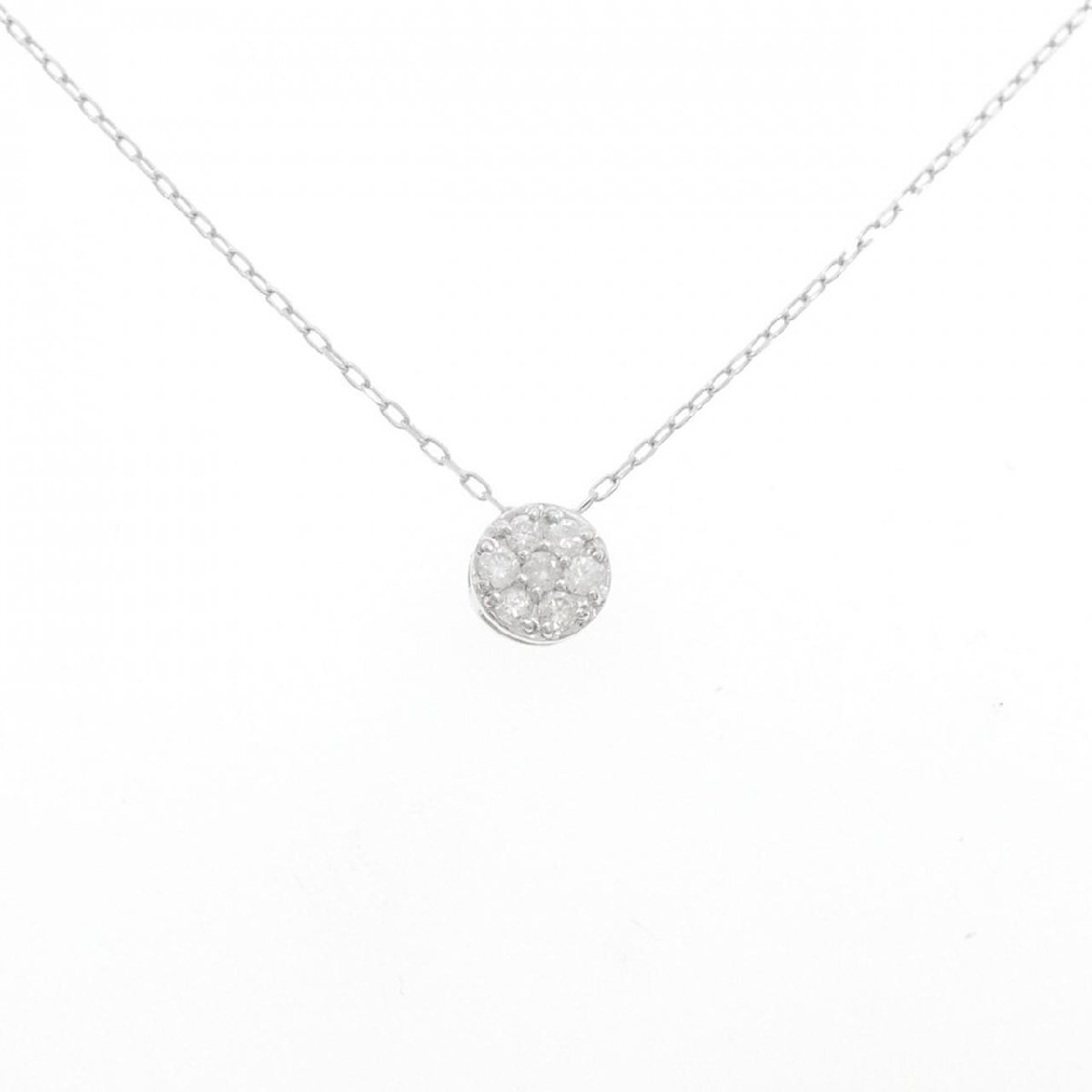 K18WG フラワー ダイヤモンド ネックレス 0.20CT