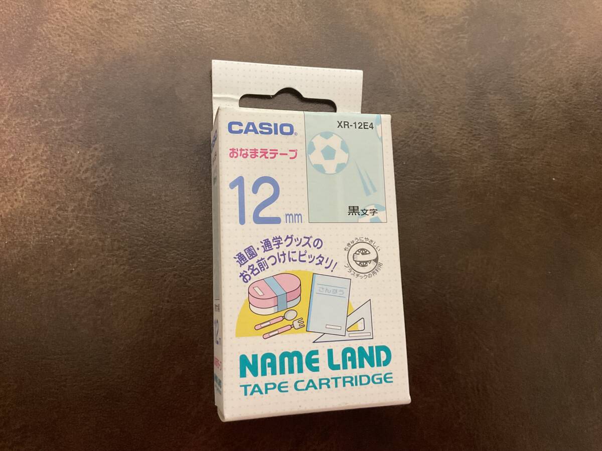 ⑥新品★ カシオ CASIO カシオネームランドテープ 絵柄付き おなまえテープ 幅12mm 長さ4m XR-12E4 サッカーボール柄