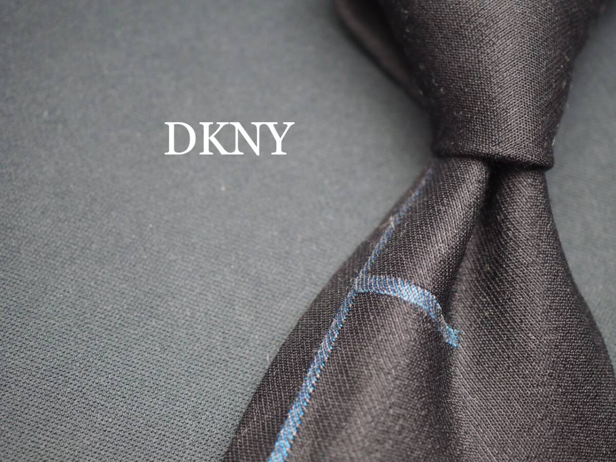 【DKNY ダナキャラン ニューヨーク】 F1570 ブラック系 SILK ブランド ネクタイ 古着 良品
