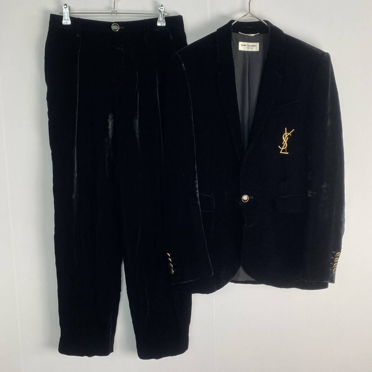 2020コレクション サンローランパリ スーツ セットアップ SAINT LAURENT PARIS ベルベット 超希少 46サイズ M L相当