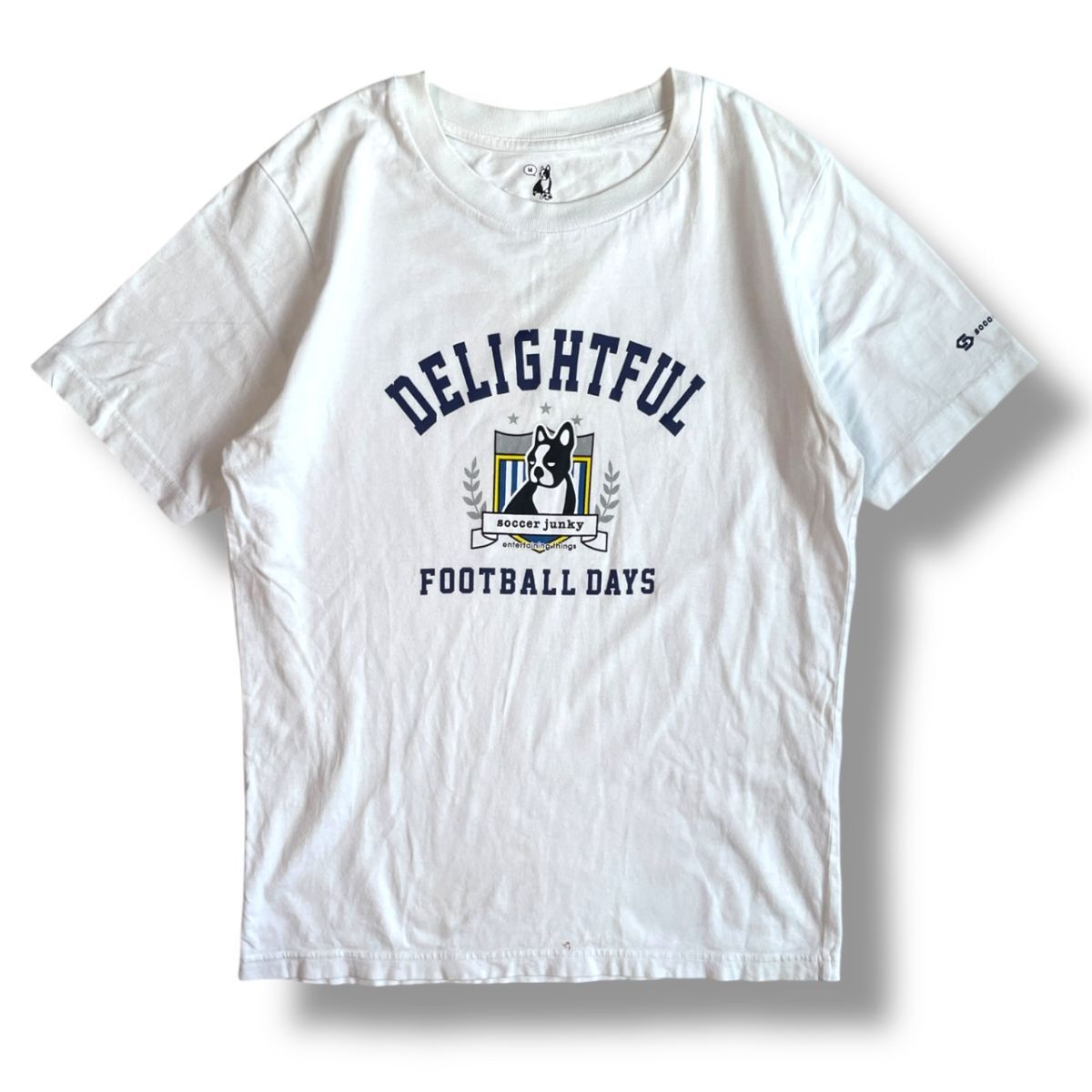 SOCCER JUNKY × GLOBAL WORK サッカージャンキー グローバルワーク コラボ ロゴ プリント Tシャツ M 白 フットボール LOGO フットサル