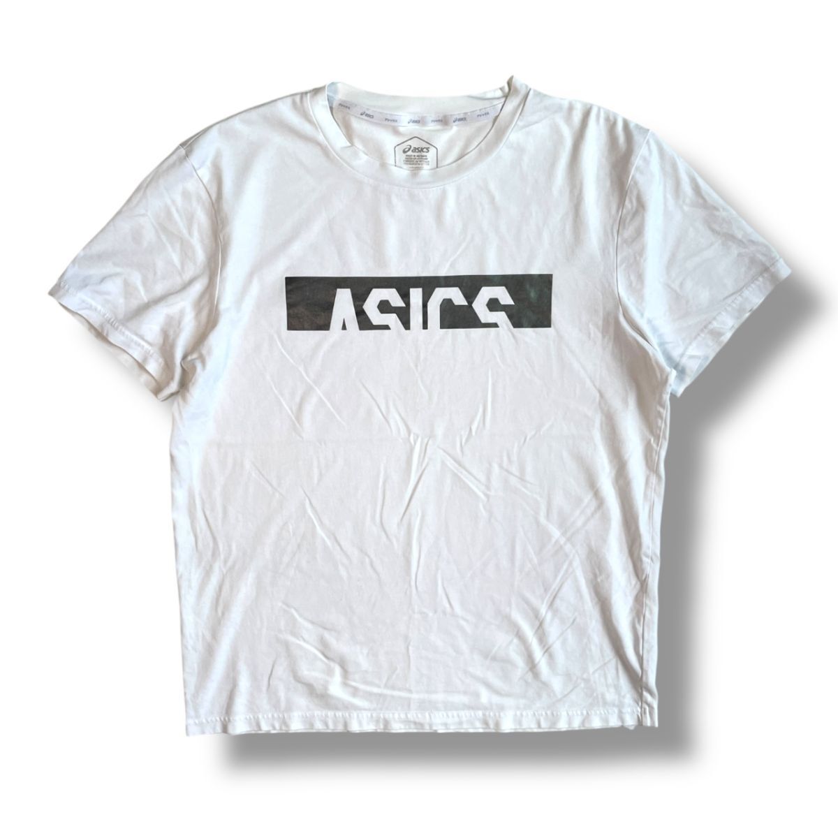 国内正規★ asics アシックス 半袖 ロゴ プリント Tシャツ XL 白 ユニフォーム ジャージ 陸上 競技 サッカー スポーツ ウェア