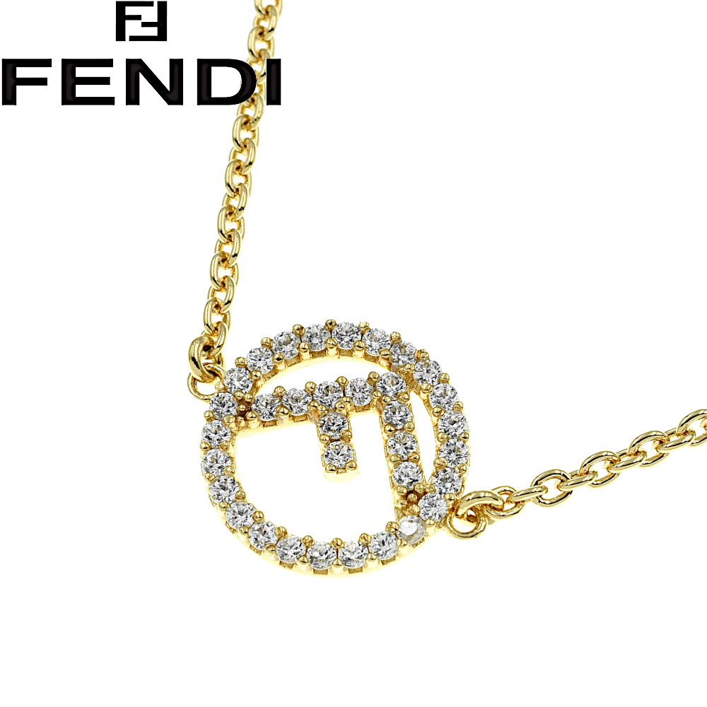 【A02611】FENDI エフ イズ フェンディ ラインストーン ブレスレット ゴールド