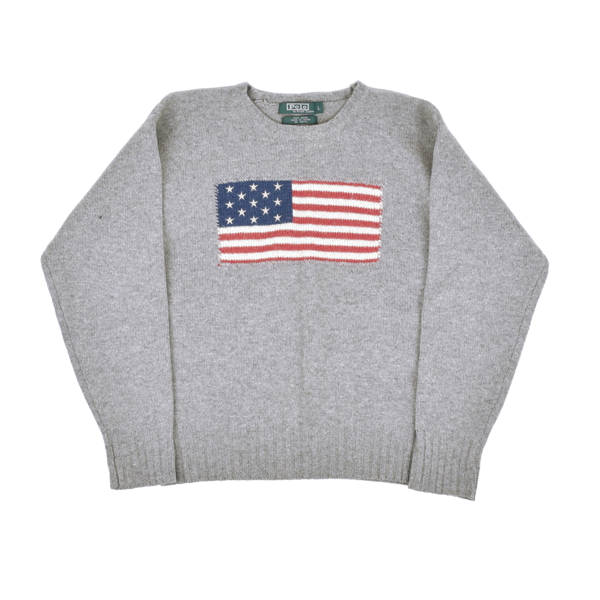 【a229】POLO RALPH LAUREN ラルフローレン 星条旗 長袖ウール セーター Lサイズ