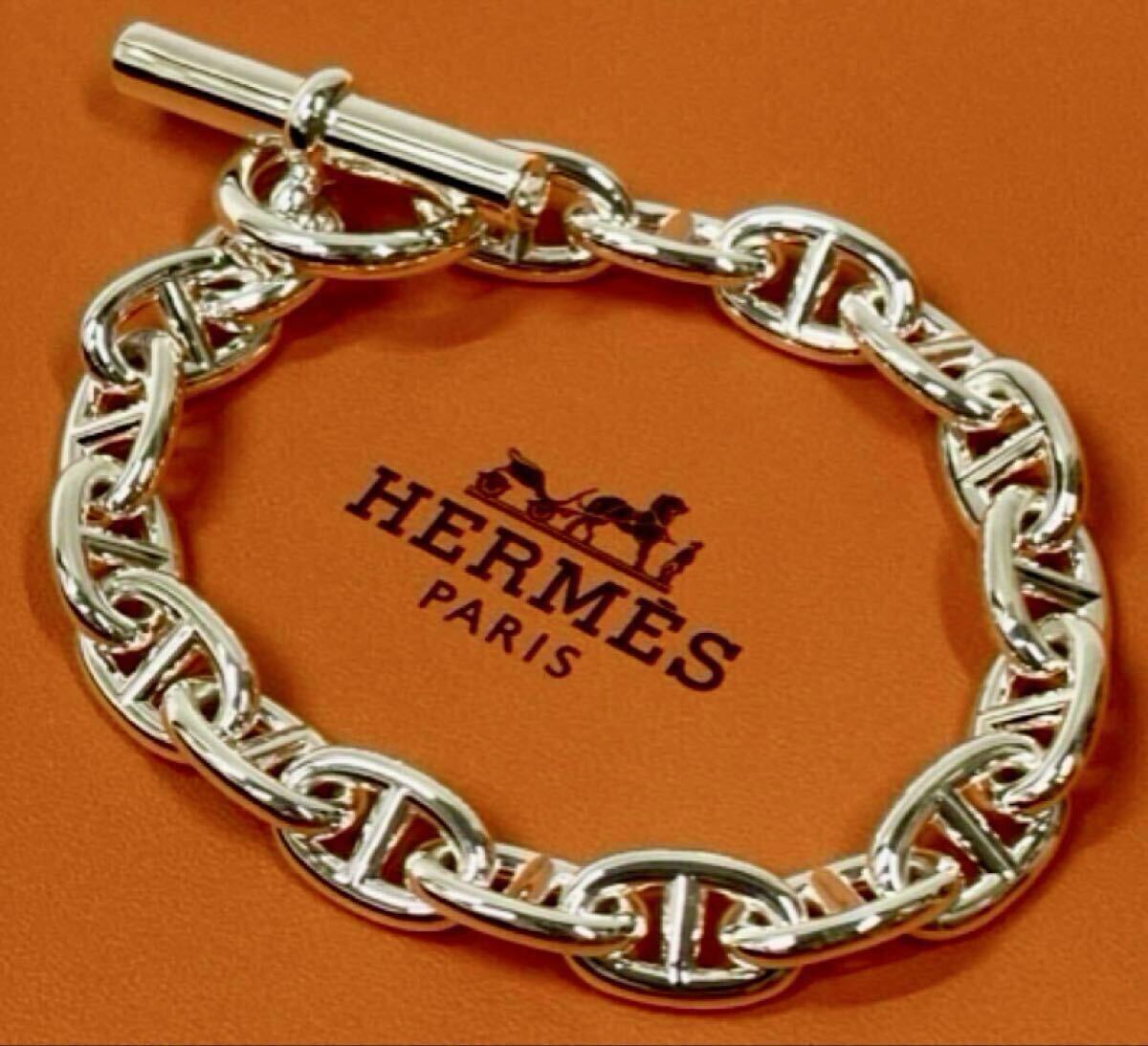 送料無料 新品 Hermes Chained'Ancre MM 17Link Chain Bracelet SV925 エルメスシェーヌダンクル MM 17コマ チェーンブレスレット SV925 