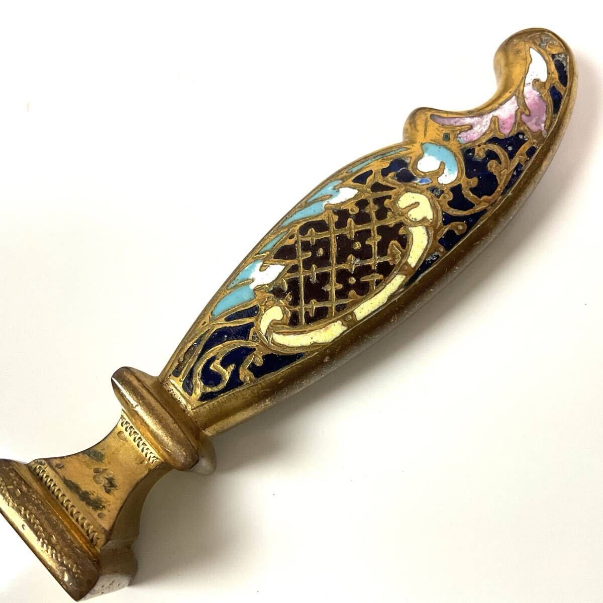 古美術品 イギリス 19世紀 ブロンズ エマイユ 七宝 シール BRONZE ENAMEL SEAL バブル期12万で購入 ArtBooksAntique