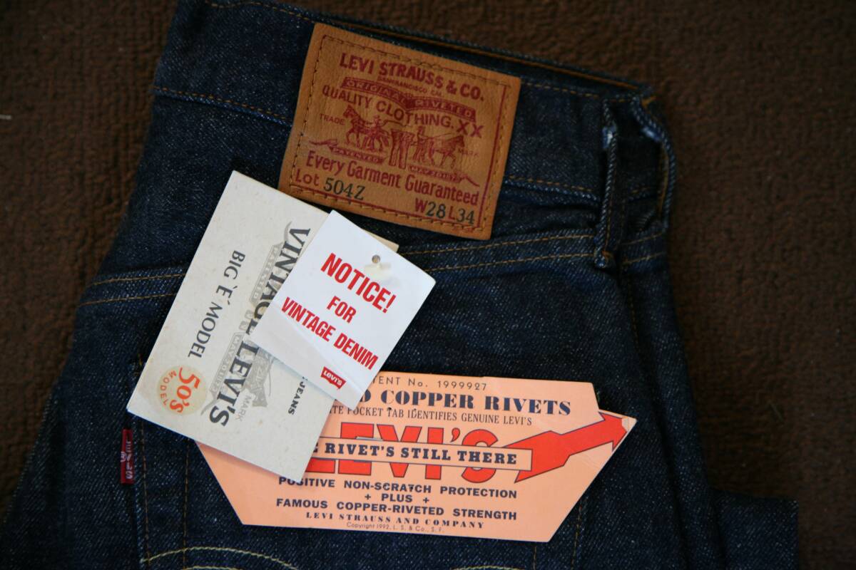 LEVIS　リーバイス　ビンテージ　50‘ｓモデル　日本製　BIG-E　504Z　W28　L34　未使用