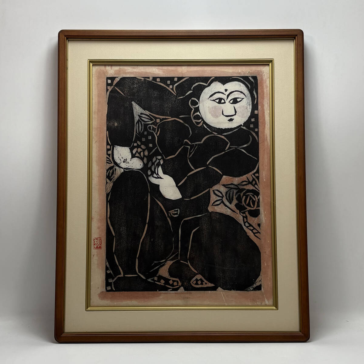 【真作】■ 棟方志功 ■ 「薔薇の柵/鐘渓頌」木版画作品 棟方志功鑑定登録委員会鑑定書付属 S03