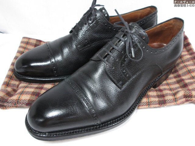 HH【ステファノベーメル Stefano Bemer×タイユアタイ】 貴重なビスポーク品 パンチドキャップトゥ 紳士靴 26.5cm相当 黒　◇1MZA7937◇