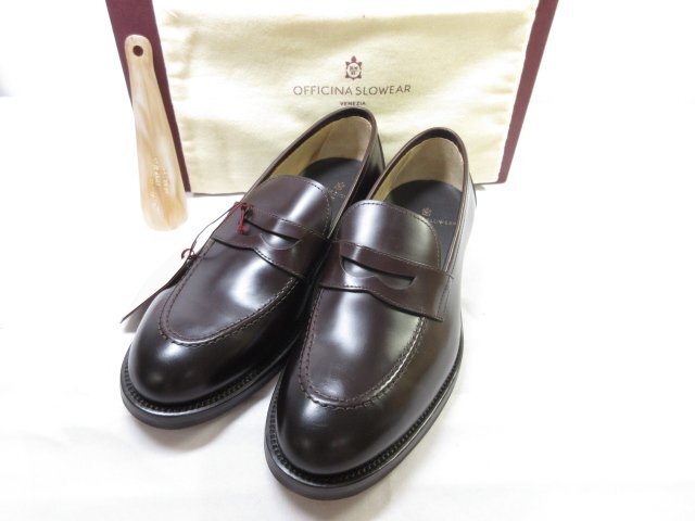 定価72.600円 未使用【OFFICINA SLOWEAR スローウエア】 130205 SW456 620 コインローファー スリッポン 靴 (メンズ) 41 濃茶 ◇30SLZ171◇