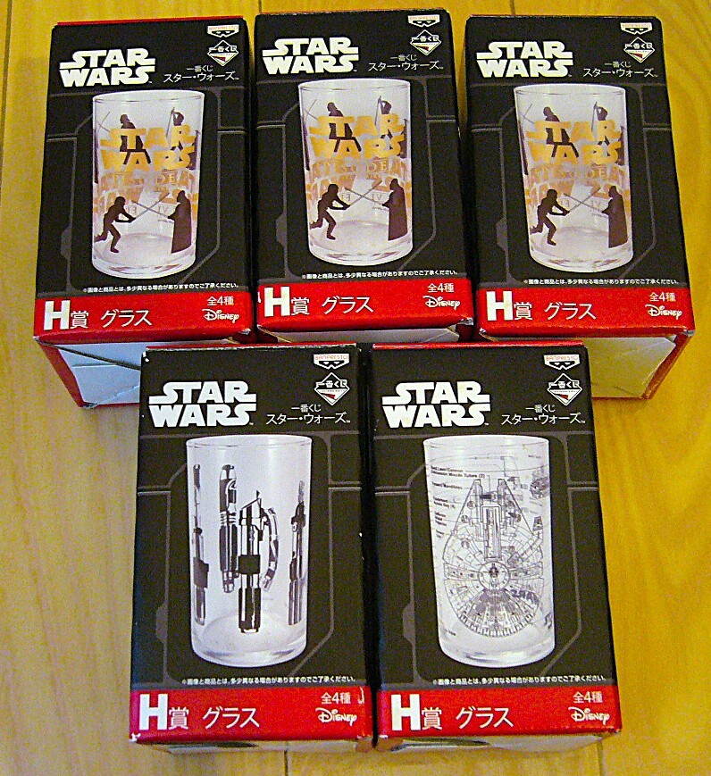 新品 5個セット 一番くじ スター・ウォーズ くじ グラス ミレニアム ファルコン ライト セーバー エピソード ダースベイダー フォース 戦闘