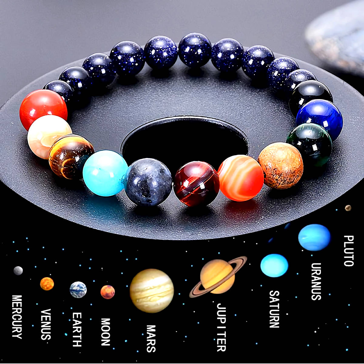 新品★送料無料★銀河の天球 天然石の惑星 ラブラドライド 紫金石チャクラブレスレット誕生日プレゼント旅行連休夏海盆ギフト国内発送