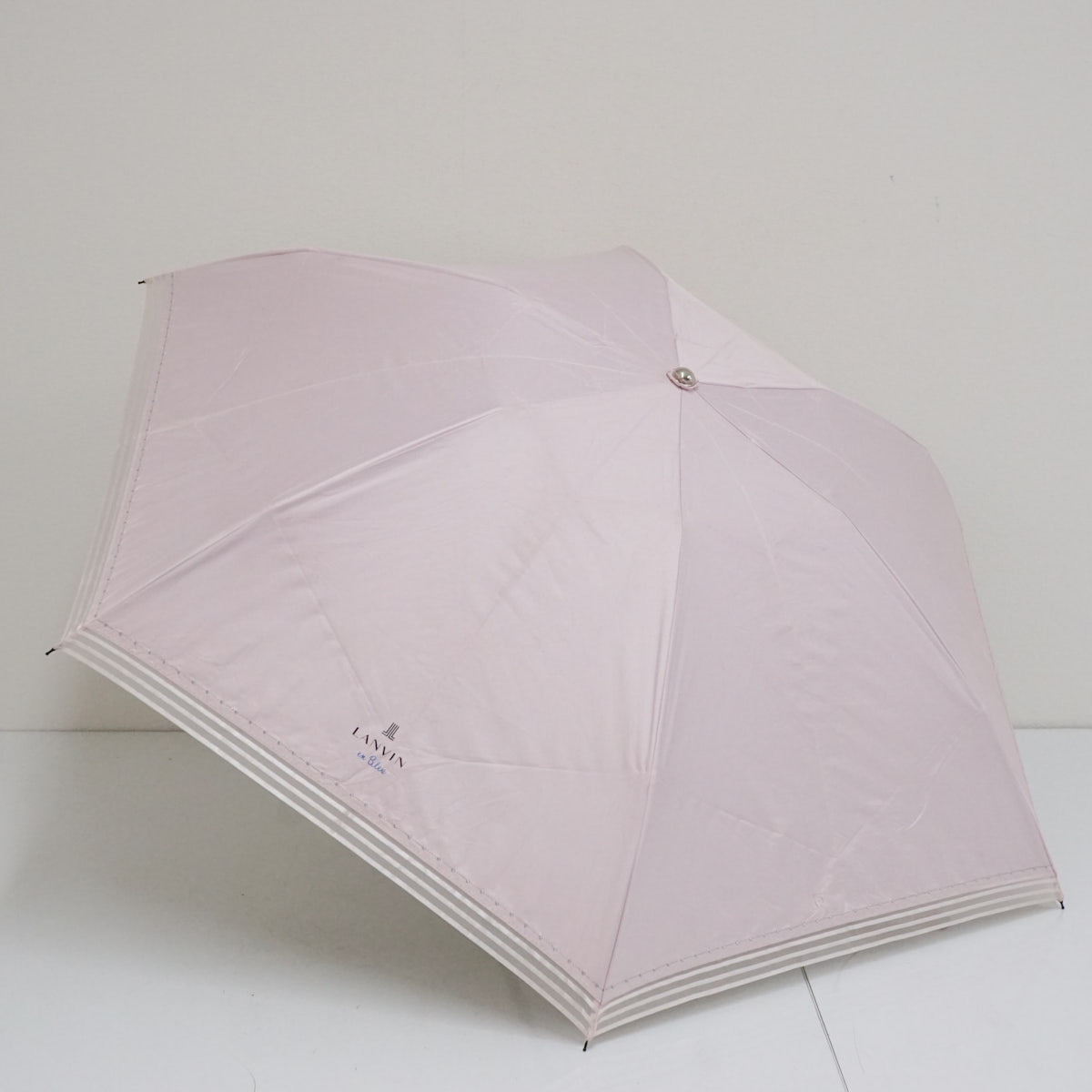 折りたたみ日傘 LANVIN en Bleu ランバンオンブルー USED品 晴雨兼用 ロゴ ブランド 遮光 UV チャーム ピンク 50cm FA9243