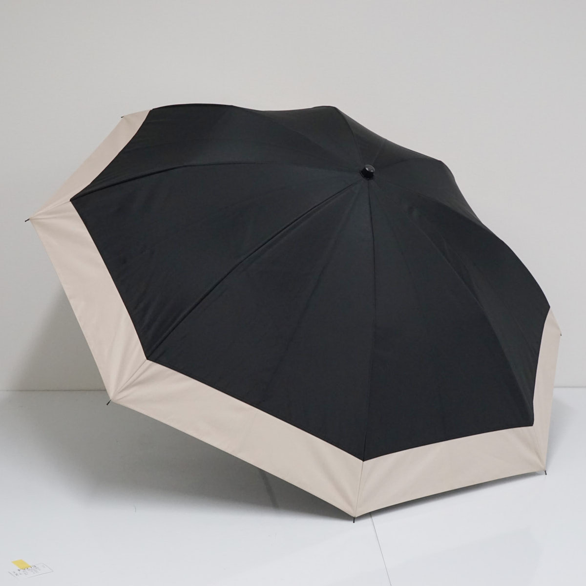 完全遮光折日傘 芦屋ロサブラン USED美品 2段折 コンビ UV 遮熱 折りたたみ ブラック×ベージュ ラージ 60cm FS9273