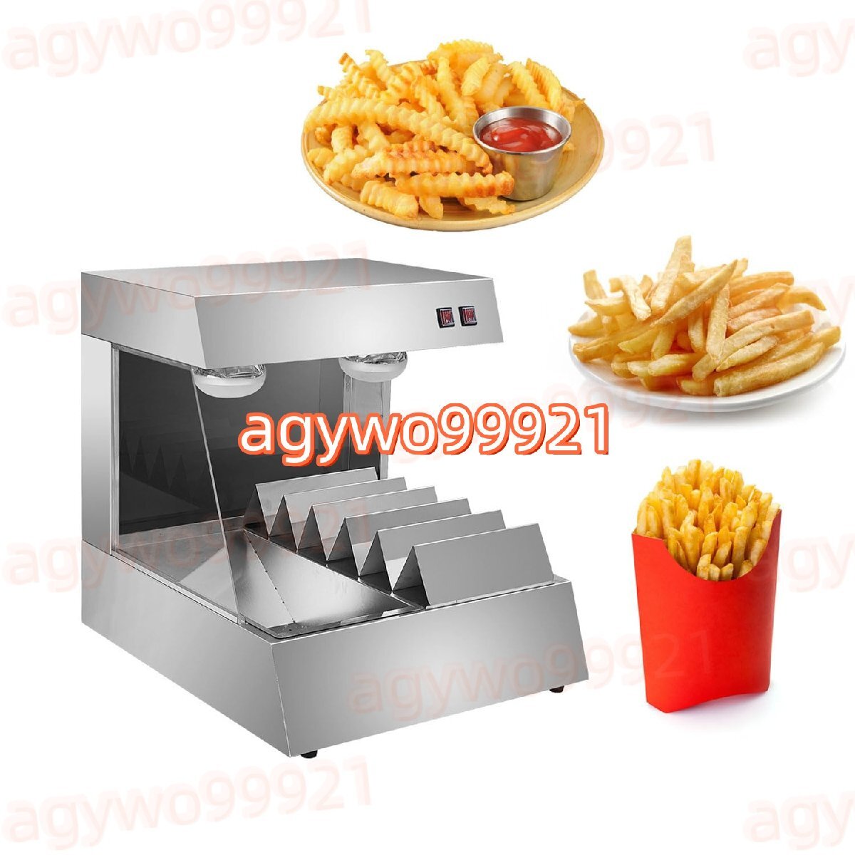 業務用フライドポテト保温キャビネット、900Wフレンチフライヒートランプ、30-85℃ ポテトワークステーション