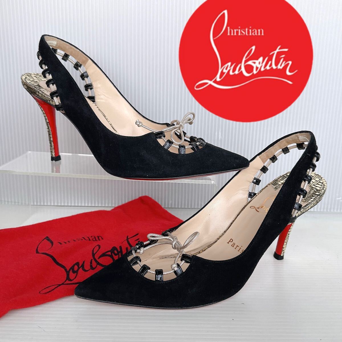 Christian Louboutin クリスチャンルブタン スリングバック サンダル ハイヒール パンプス ポインテッドトゥ 36.5 靴 シューズ レーディス
