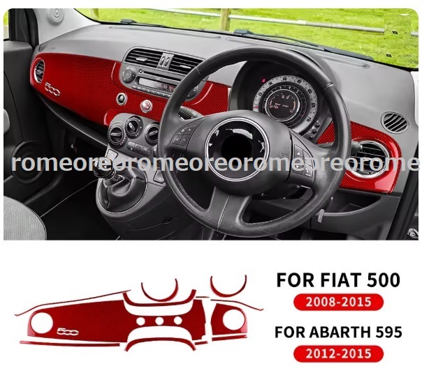 特価 フィアット FIAT 500 アバルト ABARTH 595 695 ソフトカーボン ダッシュパネル 右ハンドル 2008～2015 レッド