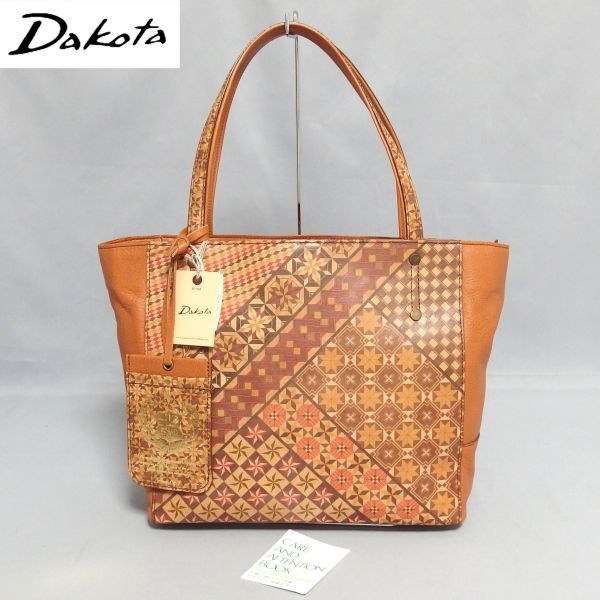 未使用？★Dakota チーザレ 寄木柄 レザー トートバッグ 1034091 日本製 牛革 ハンドバッグ ダコタ★