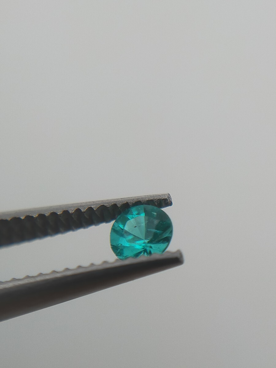 強ネオン ブラジル産 パライバトルマリン 0.091ct ルース ラウンド paraiba tourmaline 裸石 中央宝石研究所鑑別書付 brazil