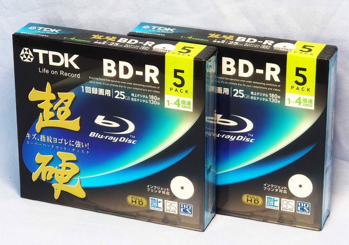 未開封 TDK 録画用ブルーレイディスク 超硬 BD-R 25GB 1-4倍速 5mmスリムケース入り 5枚パック×2セット インクジェットプリンター対応