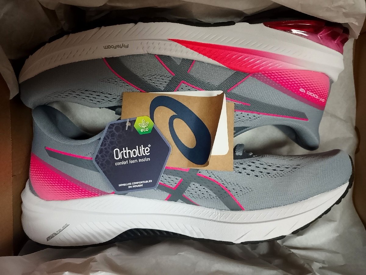 ■アシックス GT1000 12 US8.5 26.5cm WOMEN 定価12100円(税込) グレー灰赤ピンク