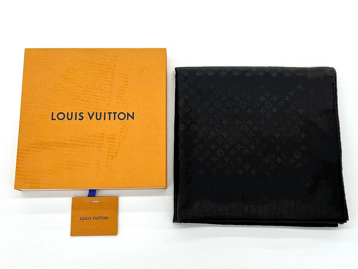 LOUIS VUITTON/ルイヴィトン M77372 モノグラム パターン ショール・エバーモア ノワール 正方形 大判ストール 120×120　