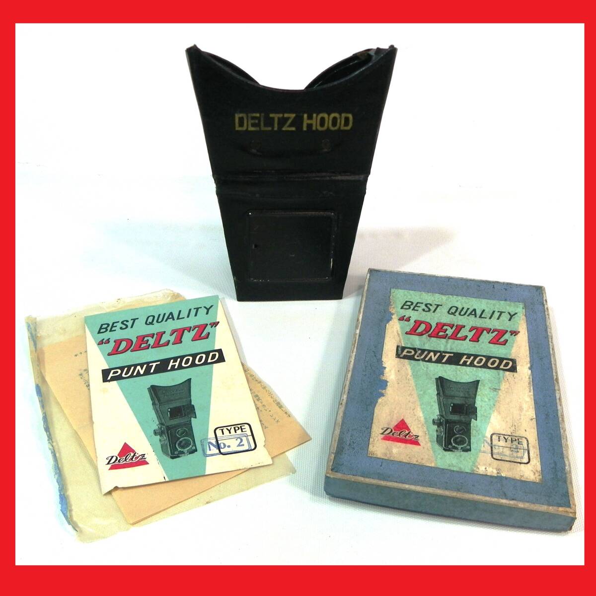 レターパックライト.430円発送OK　希少.珍品　2眼レフ　折りたたみ.フード　DELTZ PUNT HOOD　楽にピント合わせ　マニア用（赤枠.楽）