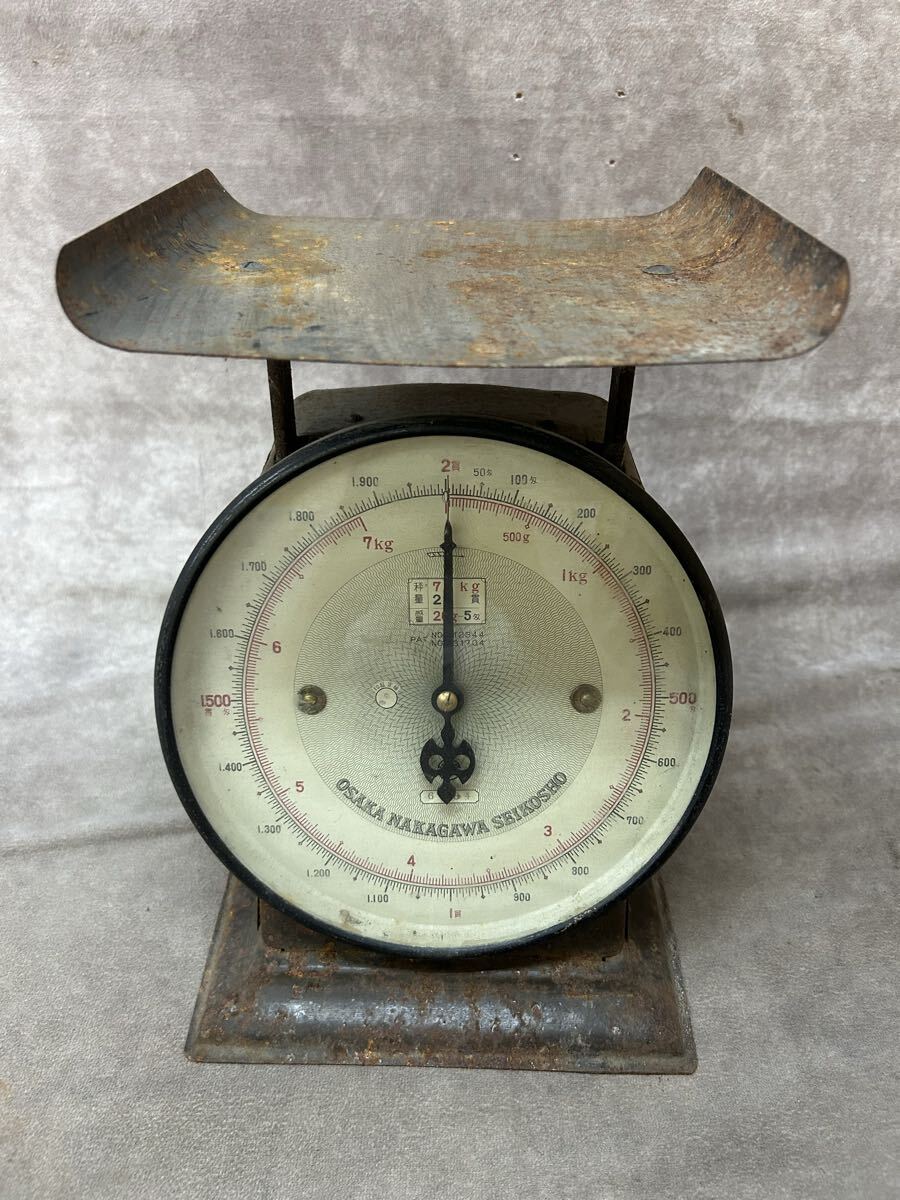 レトロ はかり OSAKA NAKAGAWA SEIKOSHO 中川製作所 上皿はかり 古いハカリ 測り 計り 秤 量り 計量器 錆あり　ジャンク