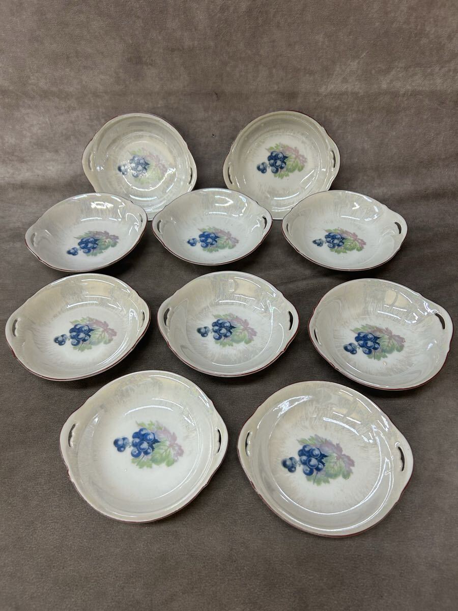 旧家蔵出し 古い 洋食器 10点セット 中皿 葡萄 レトロ レトロ オールド名陶 