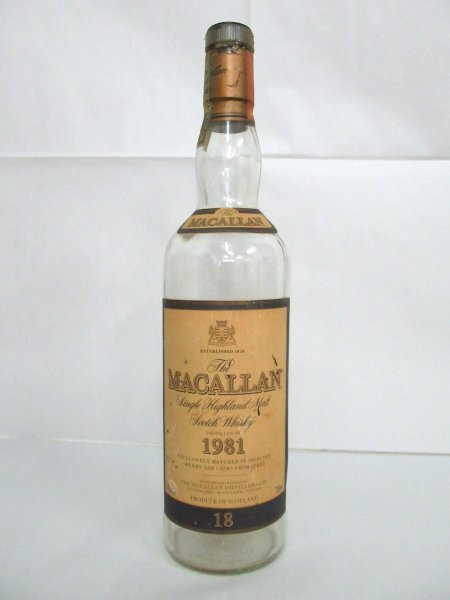 【空瓶】ザ マッカラン 18年 1981 The MACALLAN Single Highland Malt Scotch Whisky 空き瓶 検索ワード：空き箱