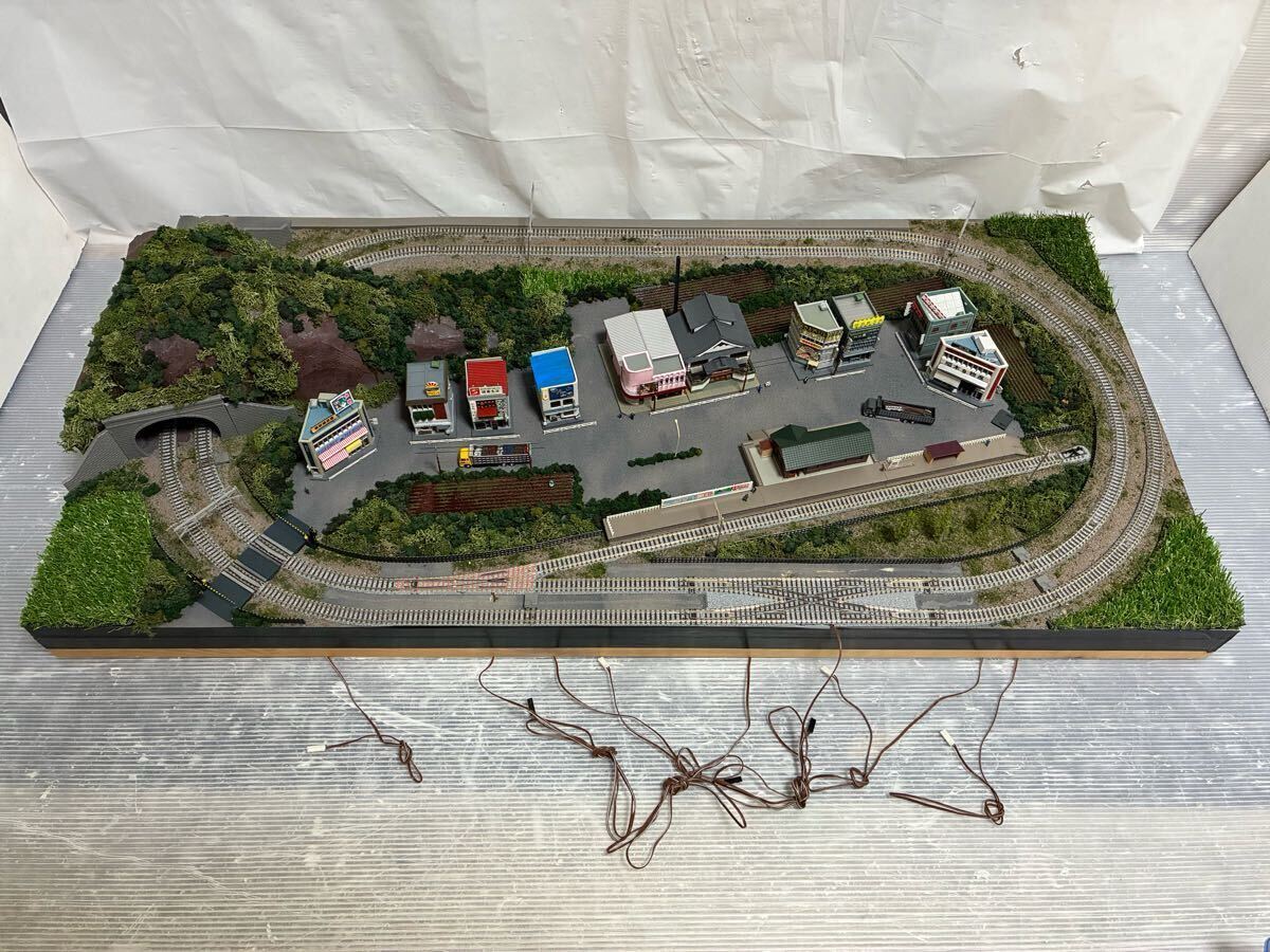 N272 鉄道 ジオラマ レイアウト 複線 Nゲージ 昭和の駅と街並み 120×60×22cm 特大サイズ 直接受渡のみ