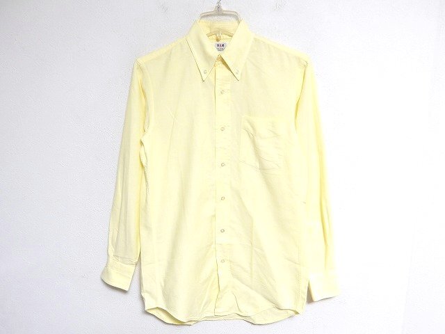 N9027:当時物 VAN JACKET(ヴァンヂャケット)ボタンダウン長袖シャツ/薄黄/37:36