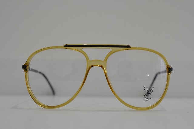 PLAY BOY プレイボーイ　ヴィンテージ　ツーブリッジ　ティアドロップ　メガネフレーム　オプチル　クリアイエロー　新品未使用