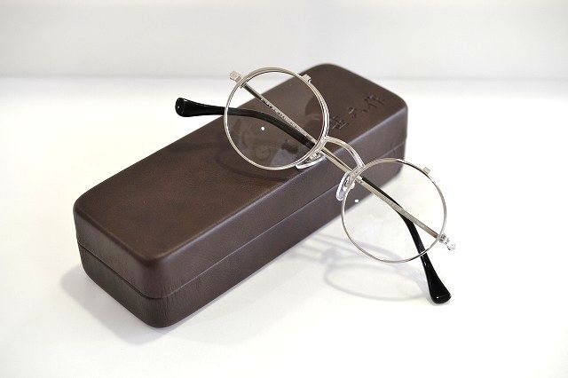越前國　甚六作　メガネフレーム　ラウンド　跳ね上げ　シルバー　JN-087　新品未使用
