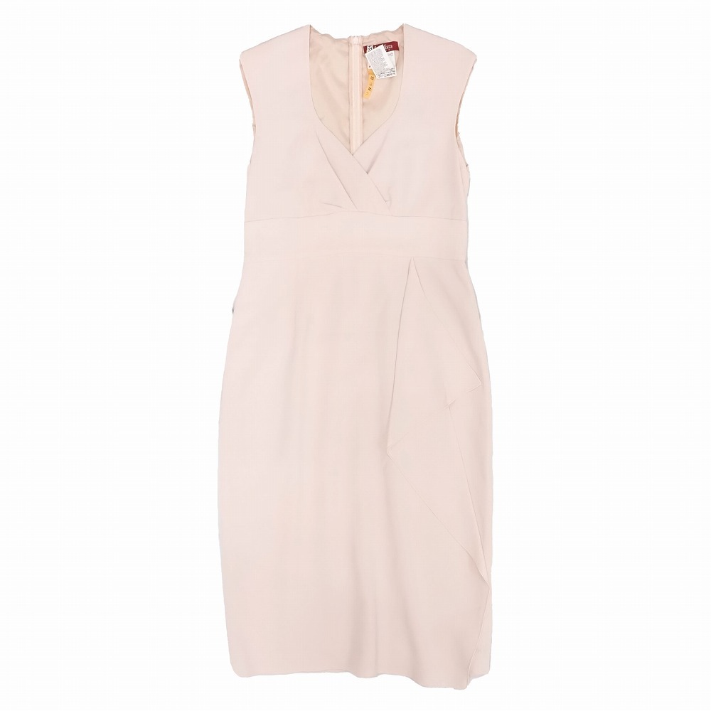 マックスマーラ MaxMara STUDIO ドレープ カシュクール ワンピース ノースリーブ ひざ丈 サイズ44 L ピンク レディース 【中古】