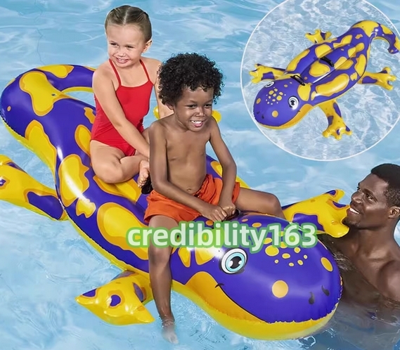 浮き輪 うき具 大人用 子供用 フロート 人気 かわいい 家族 海 プール ビーチグッズ 遊具 二人用可　191*119cm トカゲ