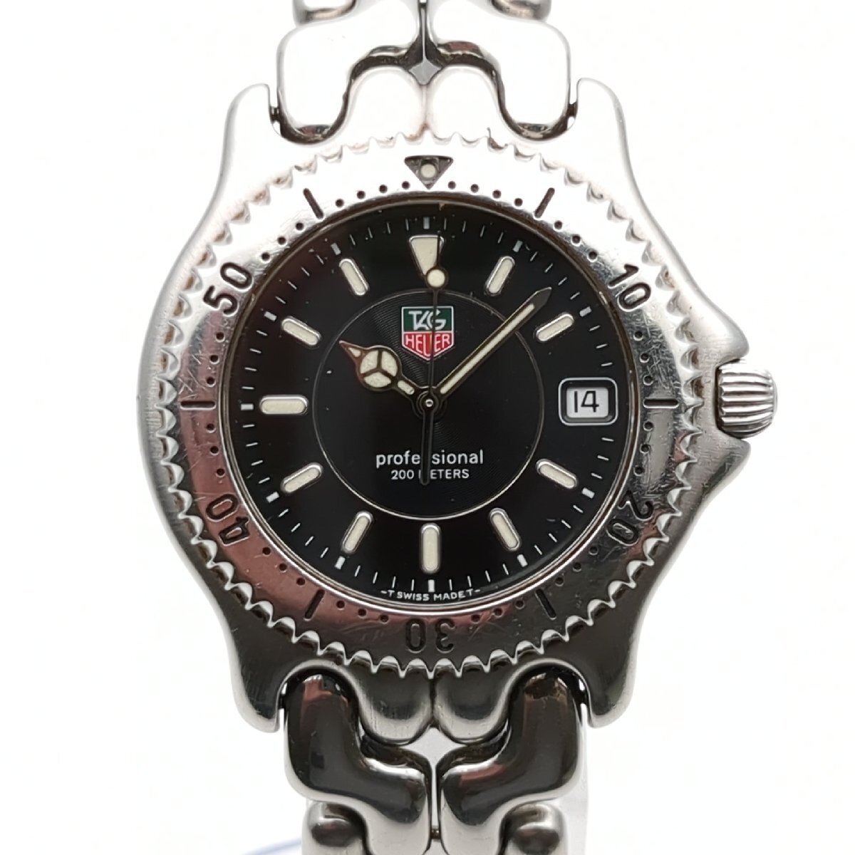TAG Heuer タグホイヤー プロフェッショナル WG1118 デイト メンズ 腕時計 クォーツ 動作品 黒文字盤 SS QZ レア ヴィンテージ 中古