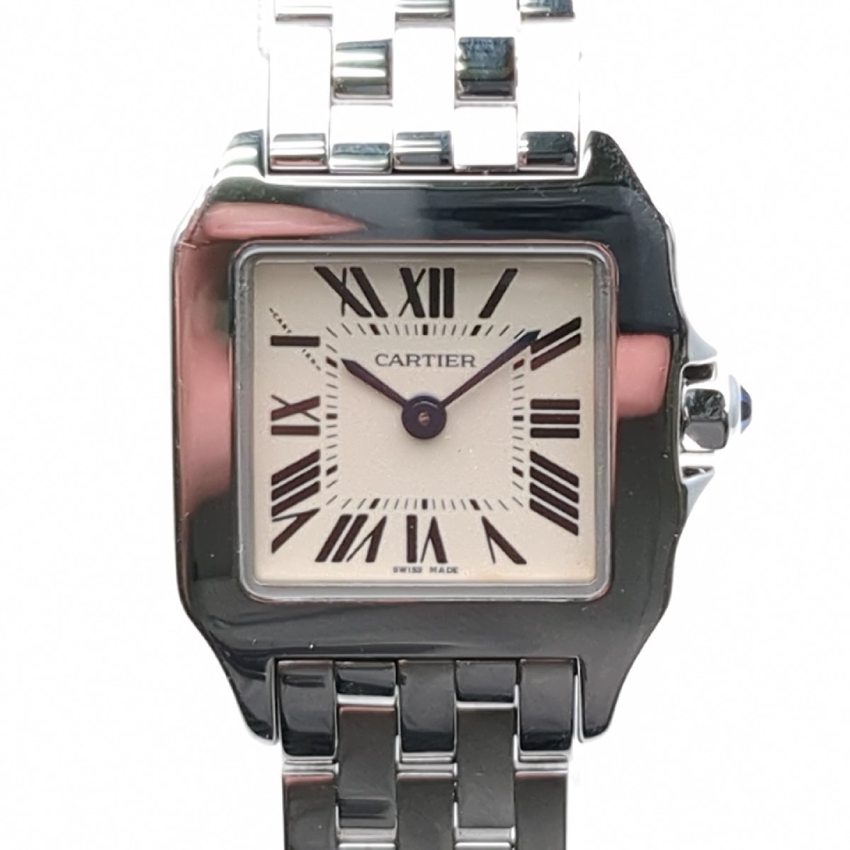 【OH・磨き済み】 CARTIER カルティエ サントス ドゥモアゼルSM W25064Z5 クォーツ レディース 腕時計 SS 動作品 美品 中古