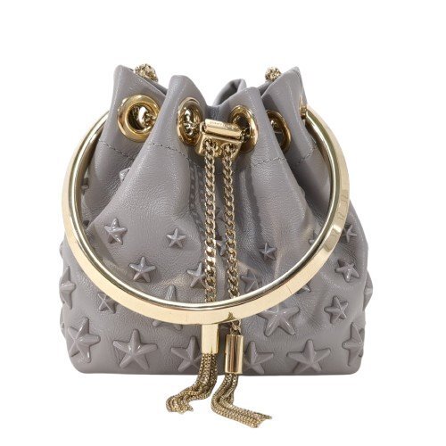 JIMMY CHOO ジミー・チュウ マイクロ ボン ボン 2WAYバッグ レザー グレー スター バケットバッグ ショルダーバッグ ハンドバッグ 箱付き