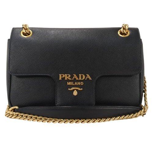 PRADA プラダ サフィアーノ レザー チェーン ショルダーバッグ ブラック ゴールド金具 カードあり 1BD193 SAFFIANO 1 NERO