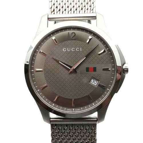 【美品】 GUCCI グッチ 126.3 Gタイムレス クォーツ デイト メンズ 腕時計 QZ SS 動作品 中古