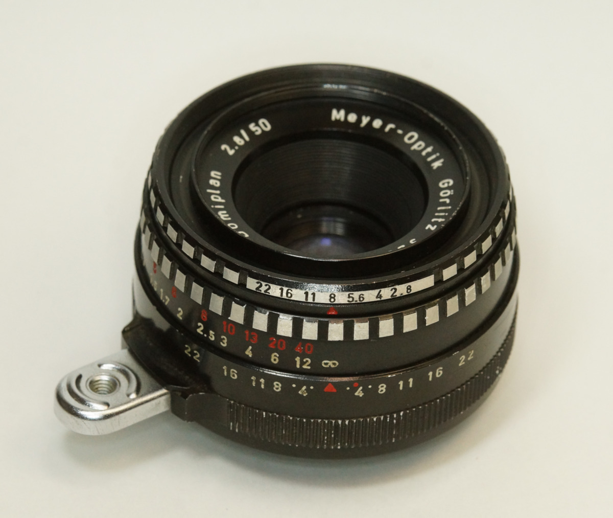 ドイツ製 Meyer-Optik Gorlitz Domiplan 2.8/50 Exakta 291B-944 ゼブラ Q1 初期型 総金属製 フィルター枠二重 Triplet