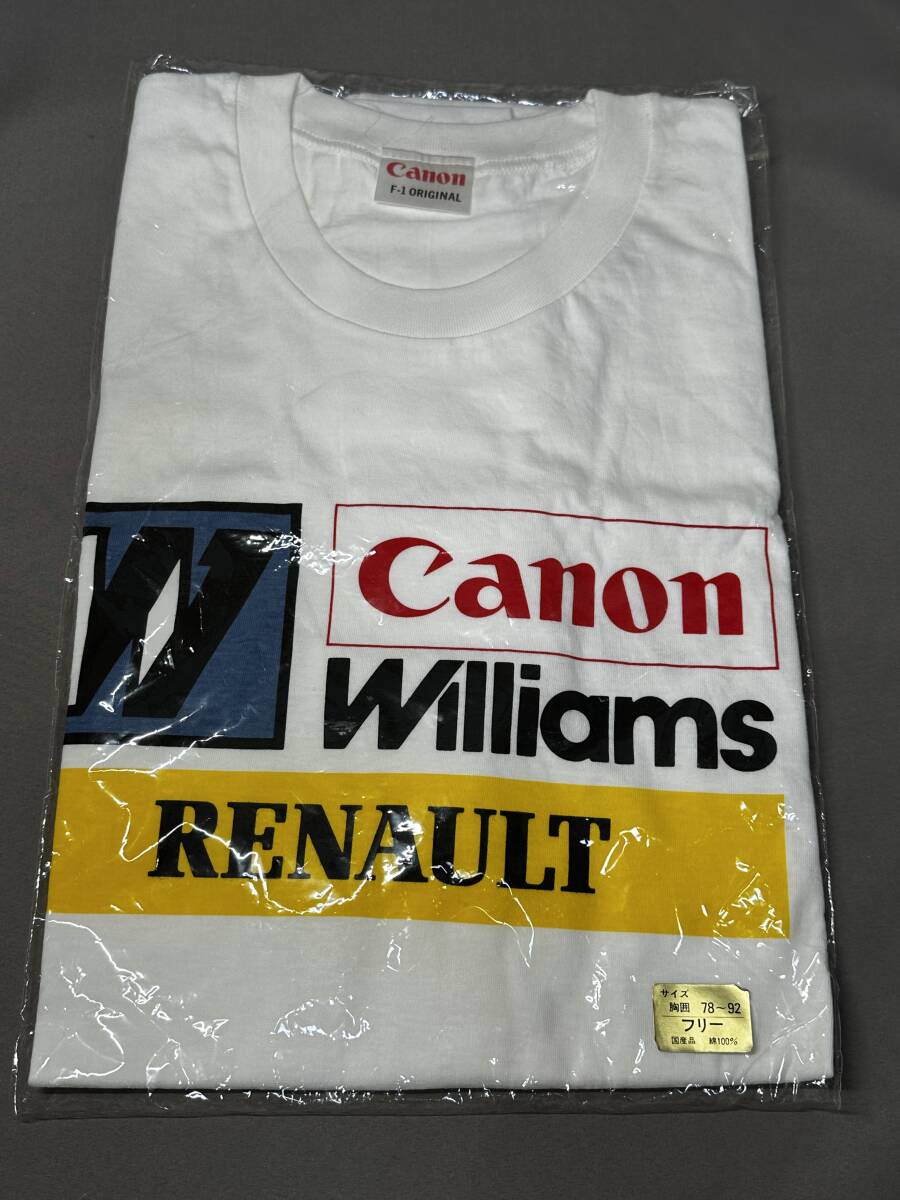 未開封品/キャノン ウィリアムズ CANON Williams RENAULT　F-1 Tシャツ ホワイト フリーサイズ