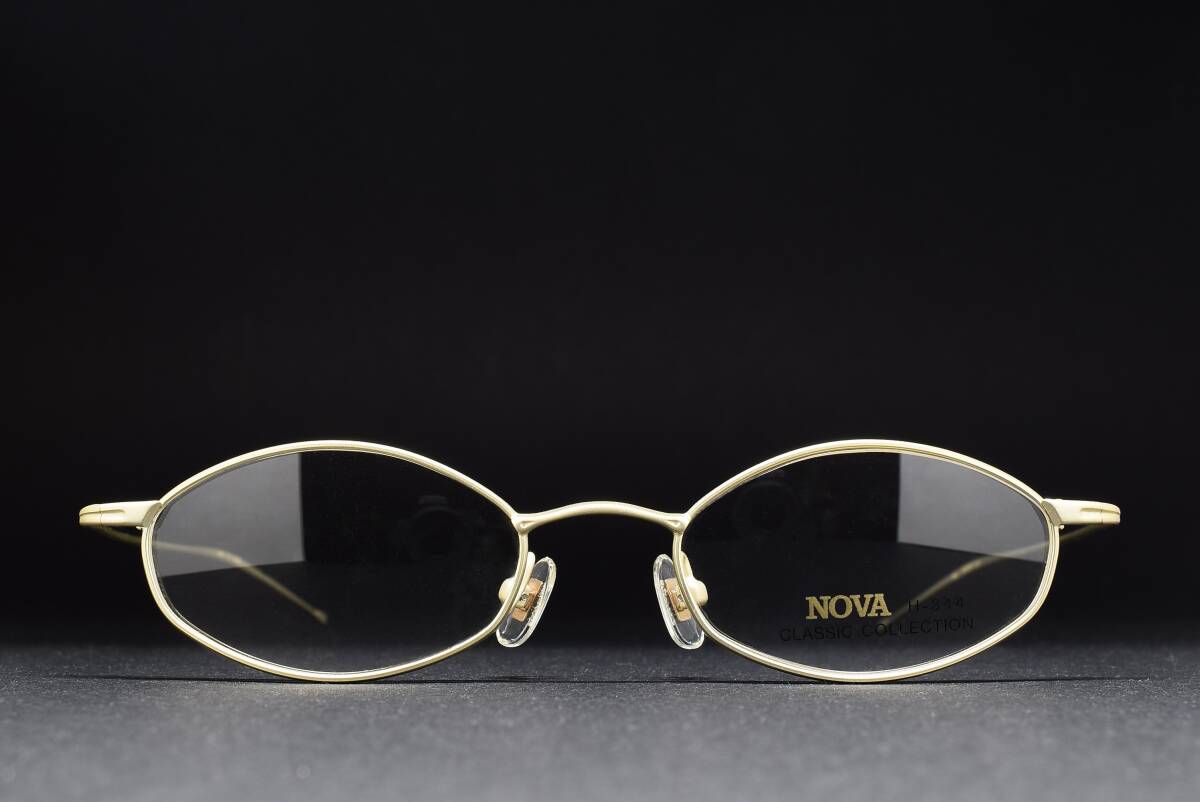 デッドストック NOVA HAND MADE ITEM H-344 47-19 チタン製 メガネ サングラス フレーム 日本製 ゴールド ワケアリ